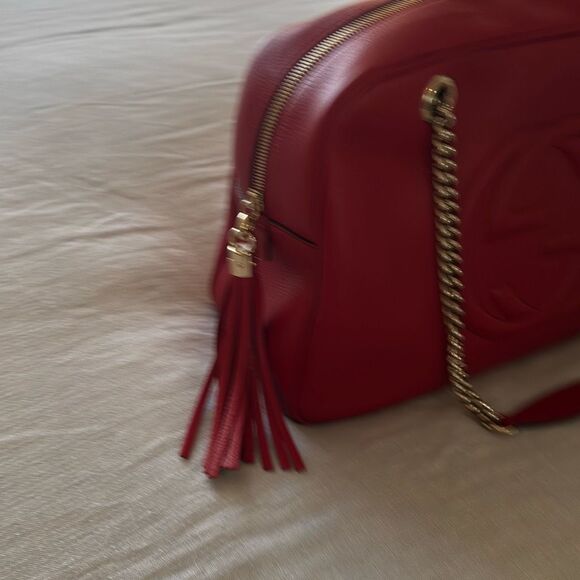 Gucci Red Leather Soho Bowler Chain Shoulder Bag - Picture 3 of 16